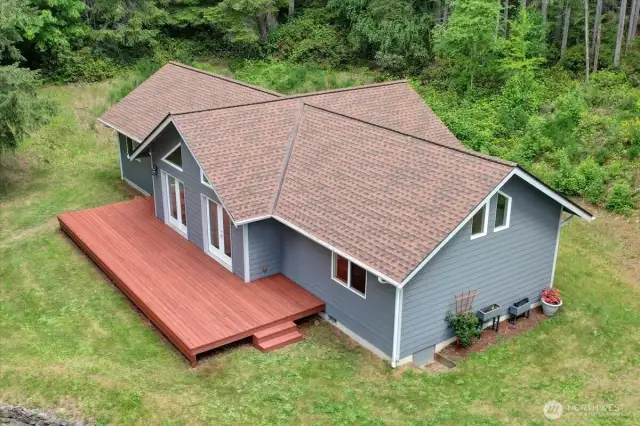 House with freshly painted and repaired deck