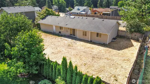 Large private, level lot