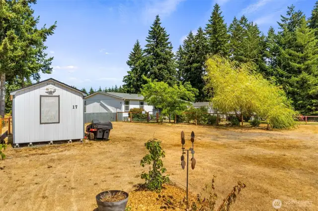 Storage shed with lights and plug ins included in the sale.