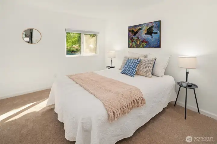 Light and bright bedroom off the bath hallway.