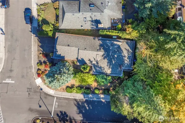 Aerial view of the lot. NEW ROOF IN 2021!
