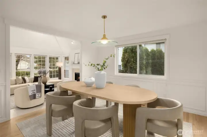 Dining room flows from the formal living room