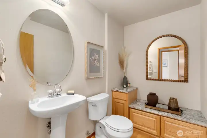 Main floor half bath. Plenty of room to add shower + easy access to plumbing.