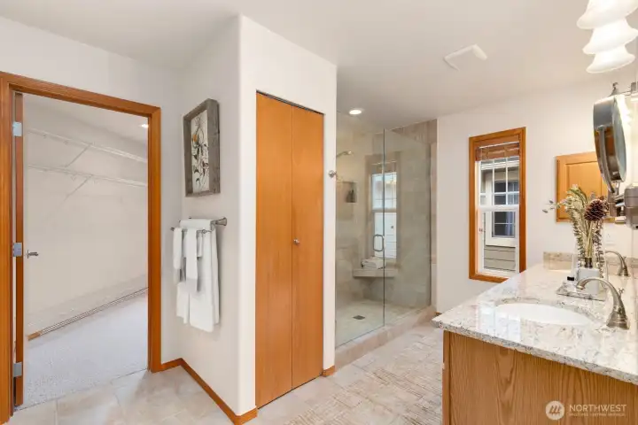 Primary ensuite has been beautifully updated and features heated floors.