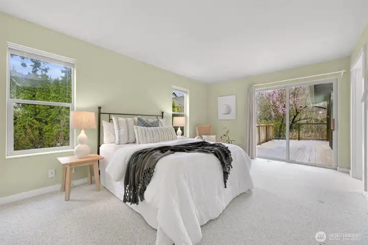 Primary suite with deck access
