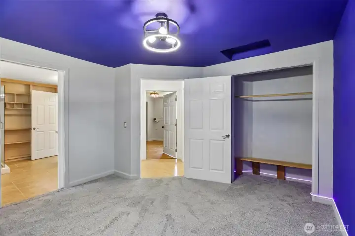 Comfortable primary bedroom retreat.