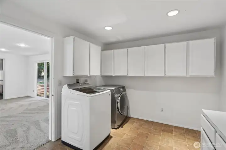 Extra cabinetry for organization.