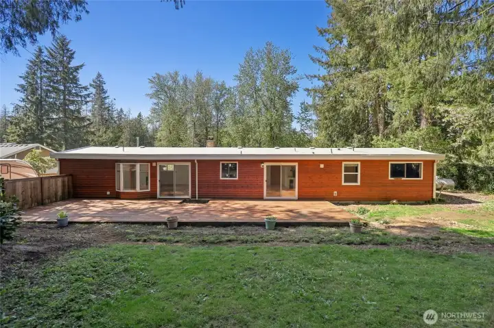 Expansive rear deck for outdoor living.