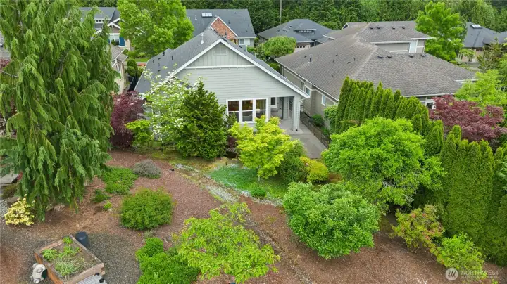 View of back yard and patio.