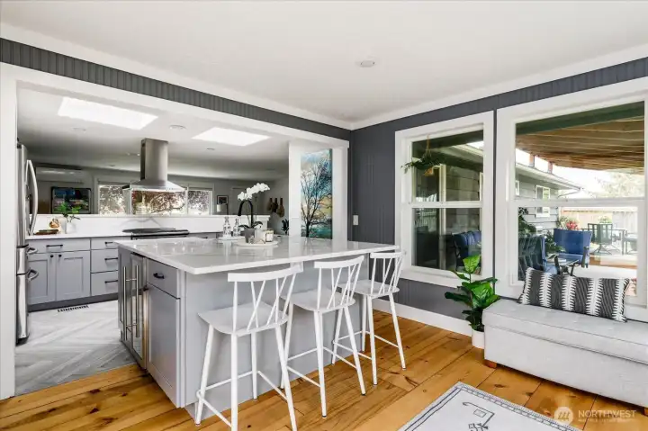 Space for family to hang out while the chef has plenty of room.