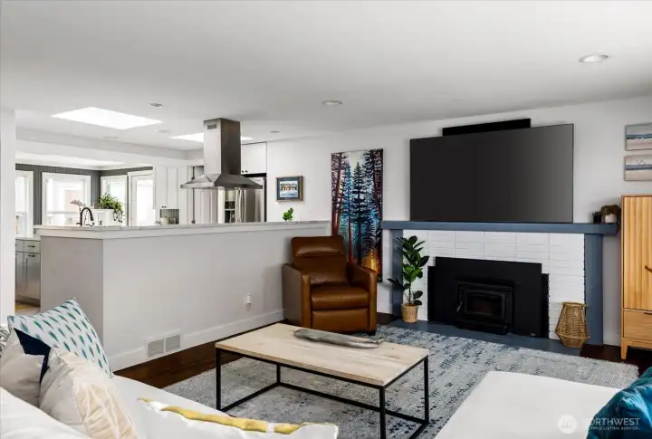 Room for any furniture configuration to enjoy your wood burning fireplace