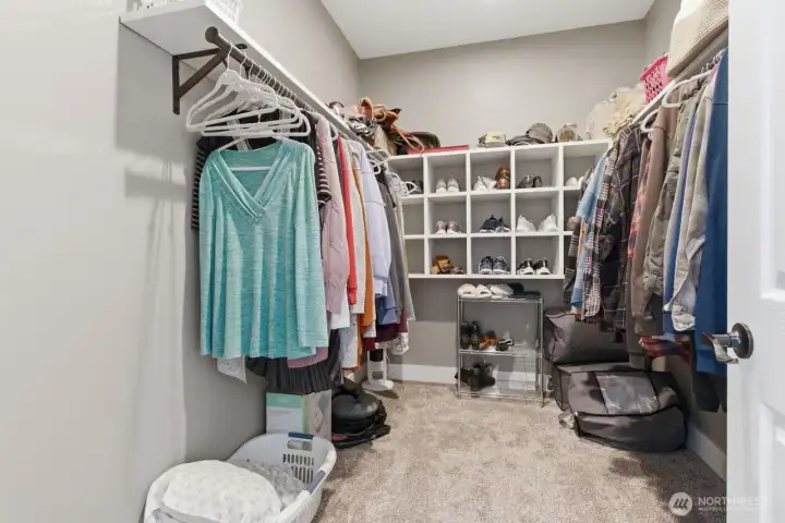 A large walk-in closet in serves the primary bedroom.