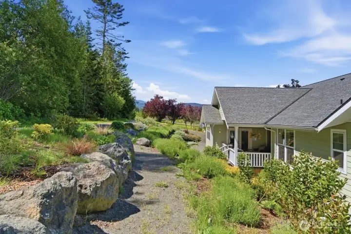 Terraced back yard lends itself to low maintenance landscaping.