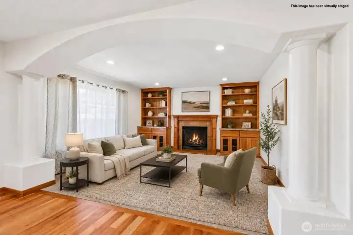 Family room virtually staged