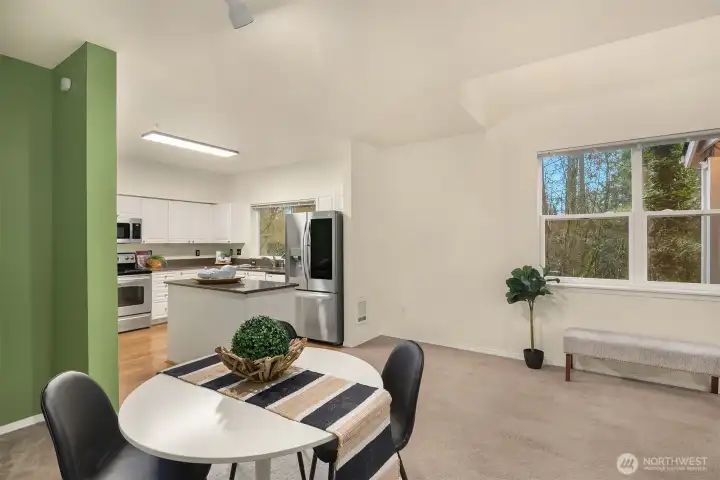Dining room and kitchen Dining room and kitchen