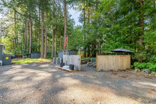 Within the double lot, secluded picnic area