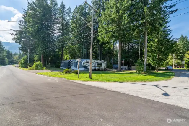 Street view of the corner double lot