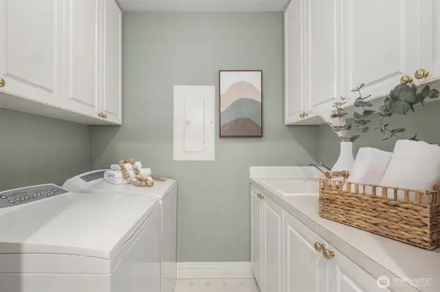 Full laundry room with sink & plenty of storage.