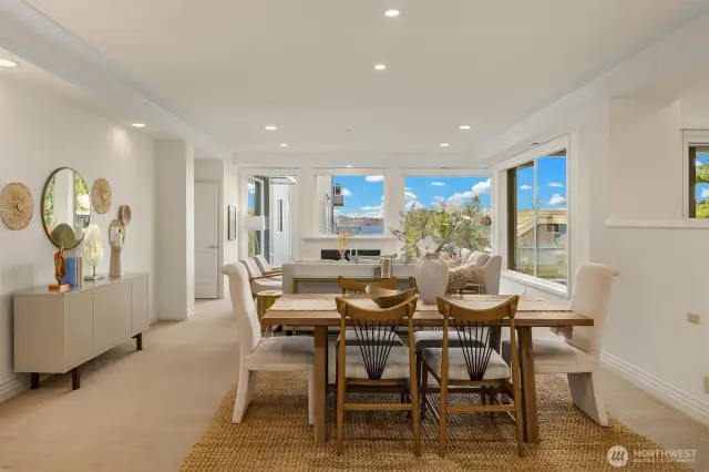 Integrated gathering spaces allow effortless entertaining.