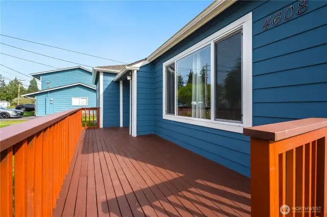 Front deck offers room for a deck chair or two