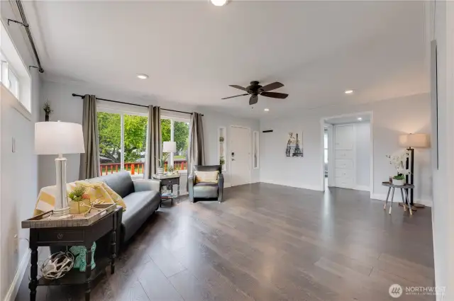 Great Room/ living room is drenched in natural light