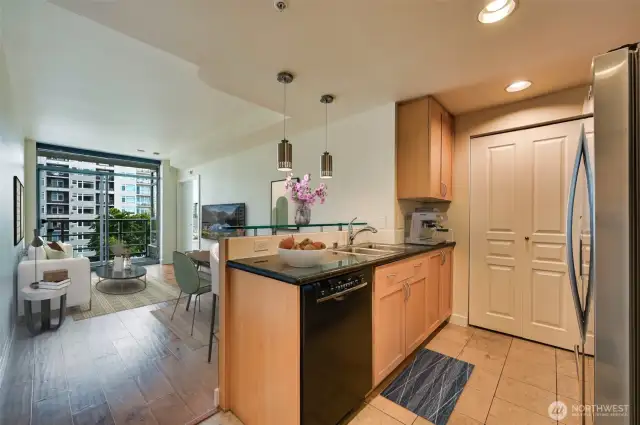 Kitchen & living room - Virtually Staged