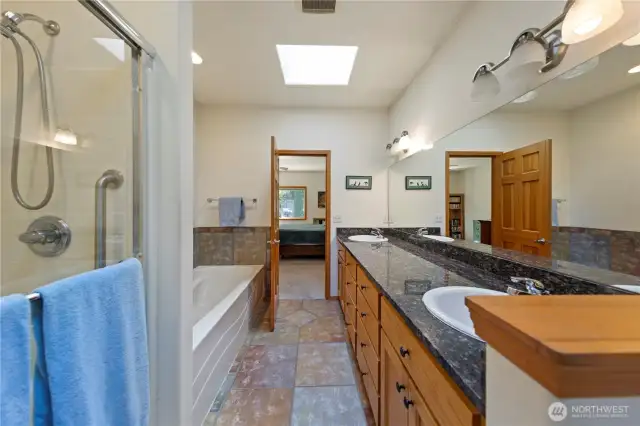 Ensuite features a double shower, double sinks & a large jetted tub. (Jets currently not working due to electrical not hooked up.)
