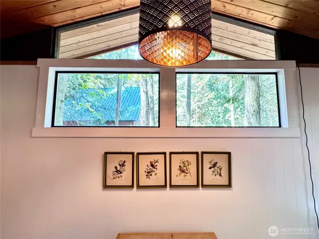 High transom windows in great room