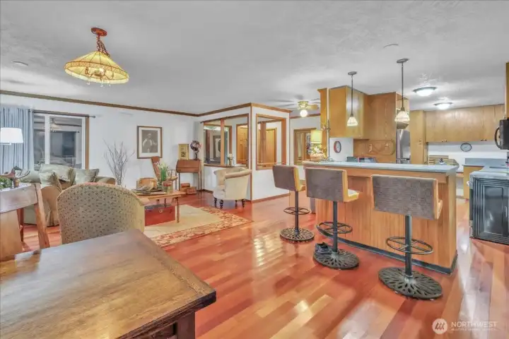 Dining area and breakfast bar.