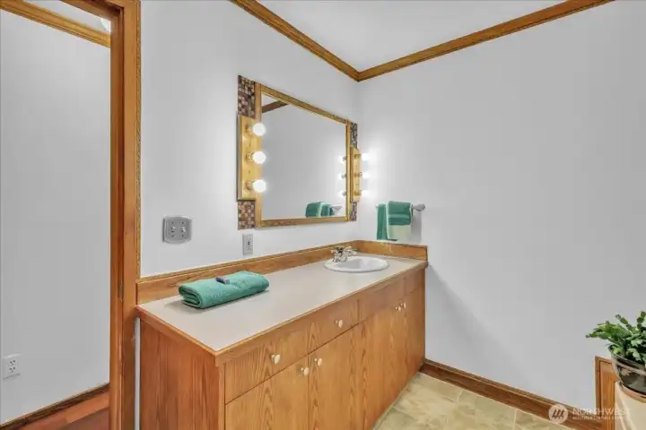 Guest bath on main level .