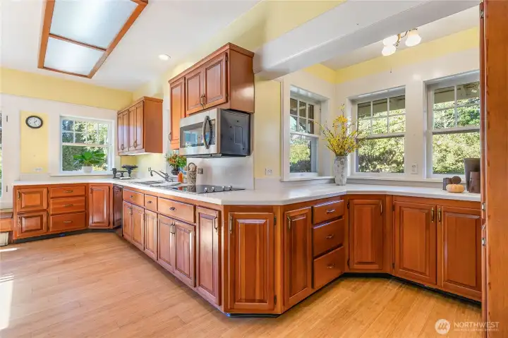 So many cupboards and a sea of countertops!