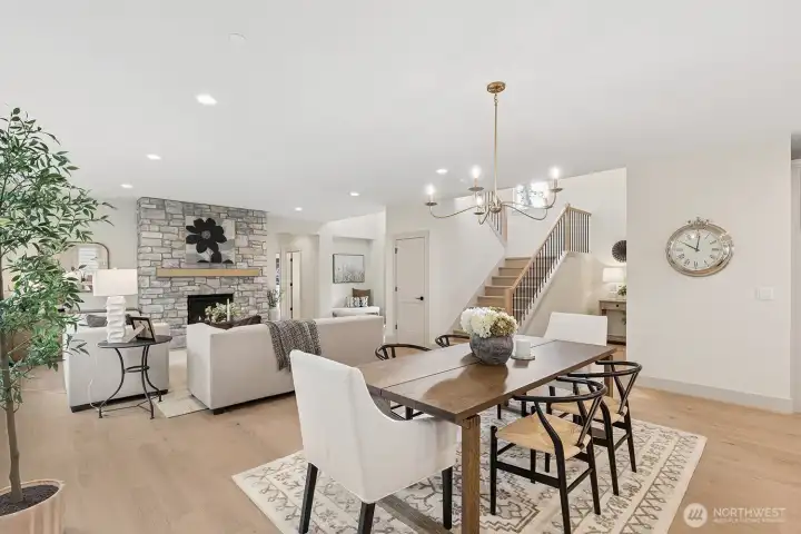 Open Concept Dining to Living & Kitchen Space has Spectacular Flow