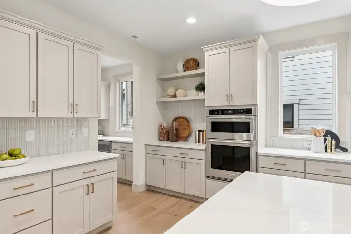 Gorgeous Kitchen with Open Shelving, Huge Island, and Tons of Counter Space