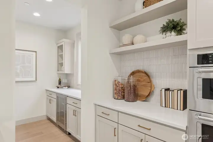 Butlers Pantry with Beverage Center and Additional Cabinetry