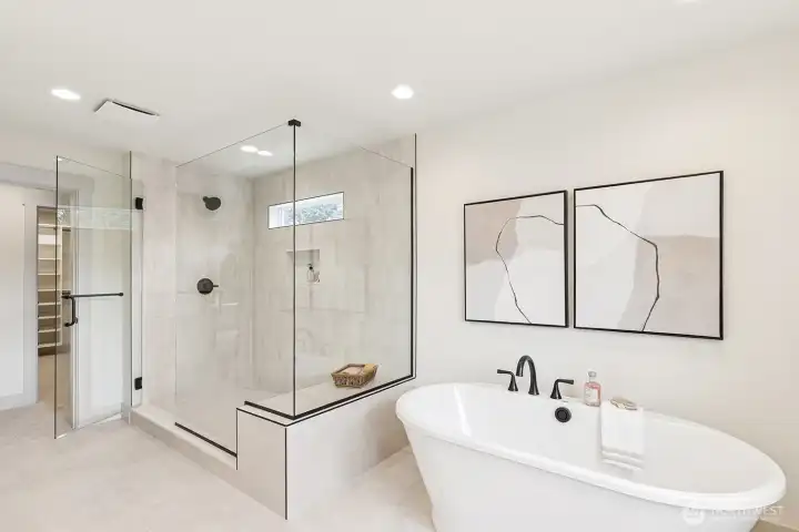Soaking Tub & Huge Walk in Shower