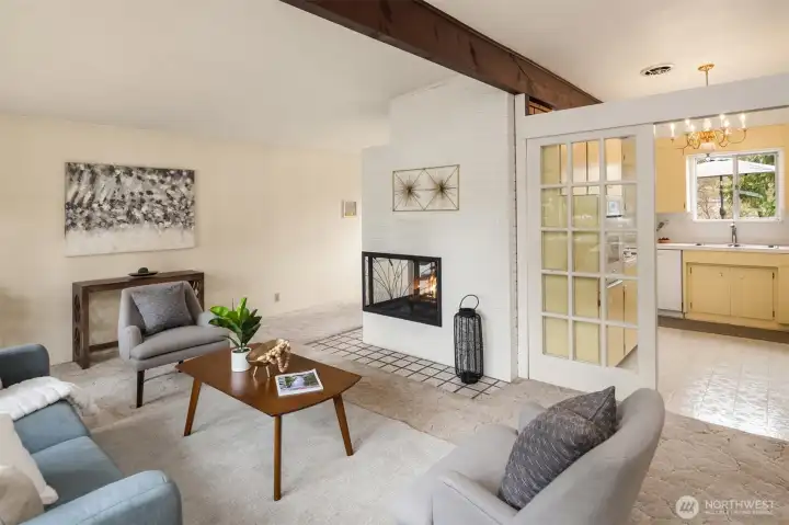 Split Level Entry Leads up To Living Room