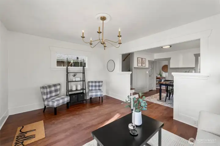 Front living room with original fir floors