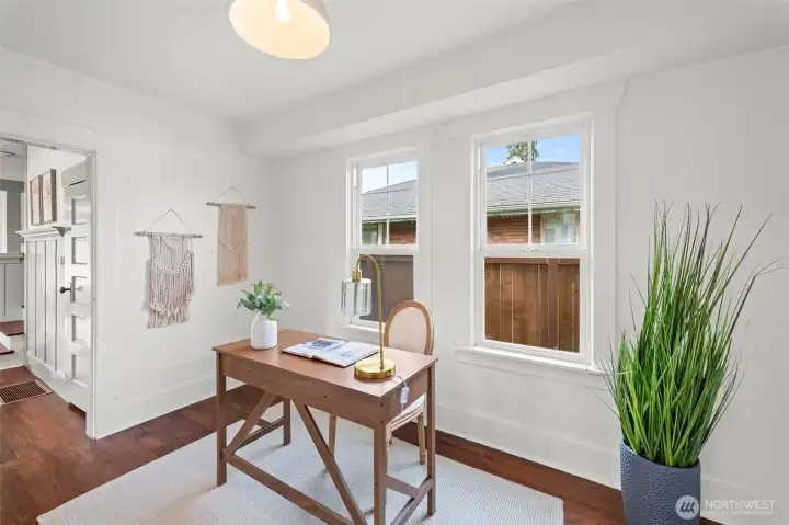 Main floor den open to dining room