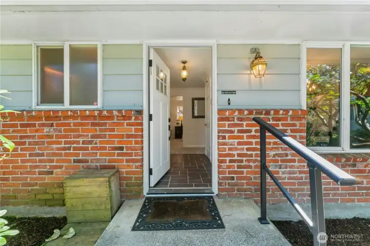 Formal entry with slate floors and double closet