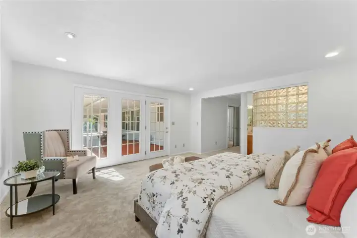 Wall of Windows and Door to Covered Deck