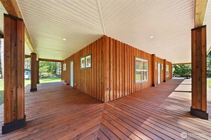 Covered wrap around deck, 10' wide