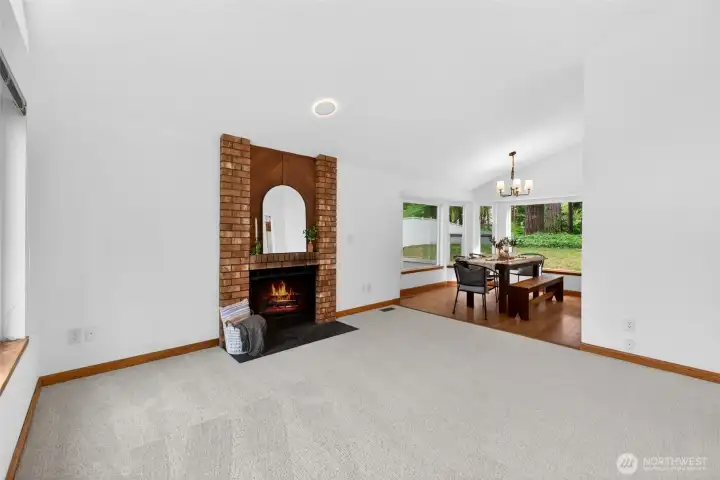 Living room open to dining room