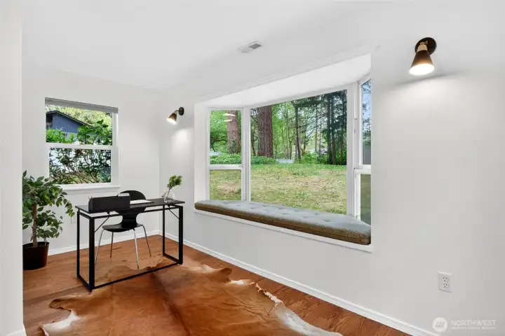 Office area with a window seat