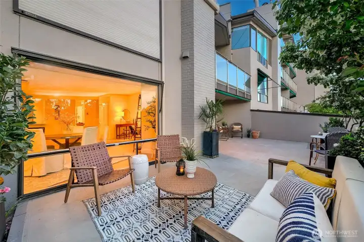 Looking into the home from the private, enclosed patio.