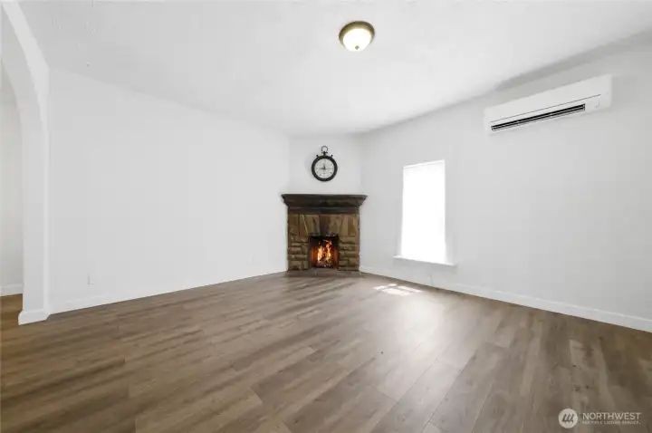 Living Room with wood fireplace