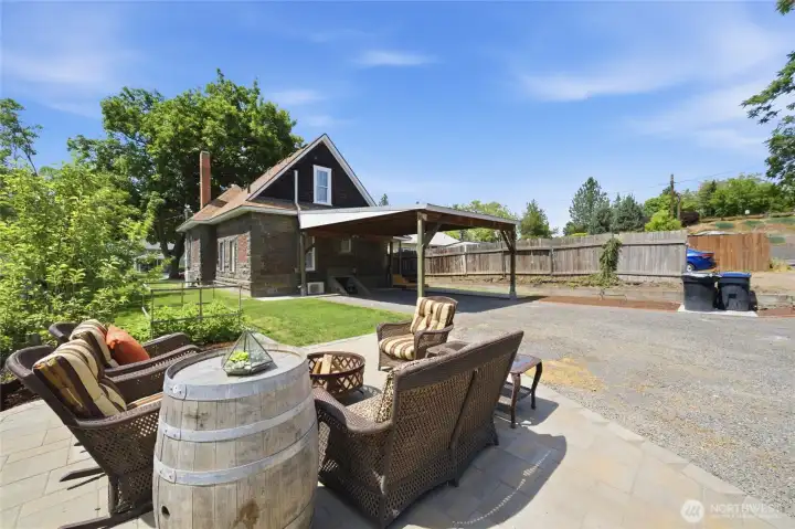 Stone terrace patio perfect for entertaining or relaxing
