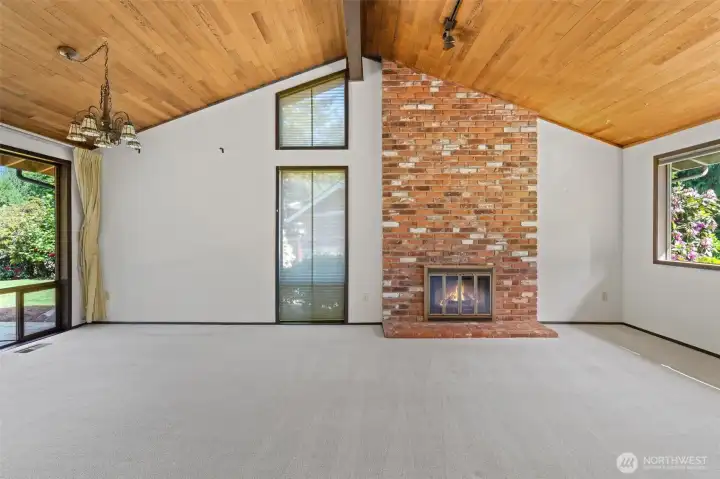 Full view of the open-concept living and dining area.