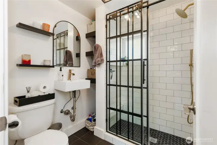 This gorgeous bathroom has been recently remodeled with luxurious spa like shower and heated floors.