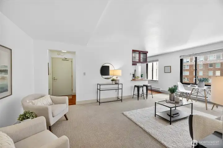 Enjoy freshly painted walls and an open-concept living area.