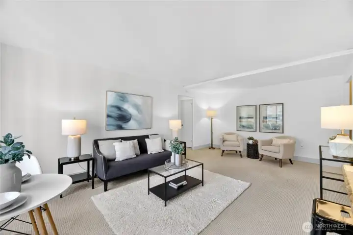 This unit features 2 storage closets in the hall between the bathroom and bedroom, as well as a long closet in the entry.